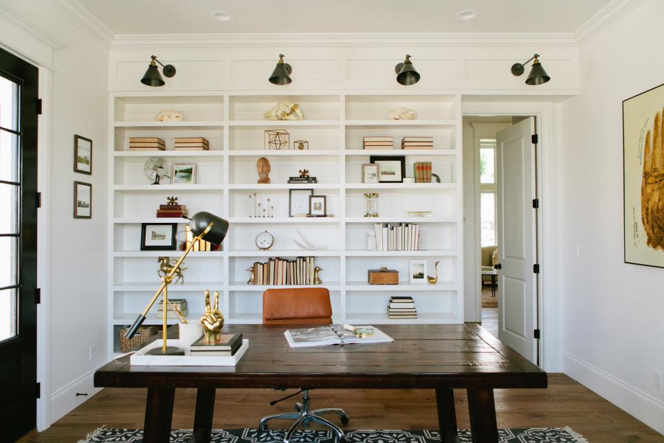 Home office with plenty of shelving