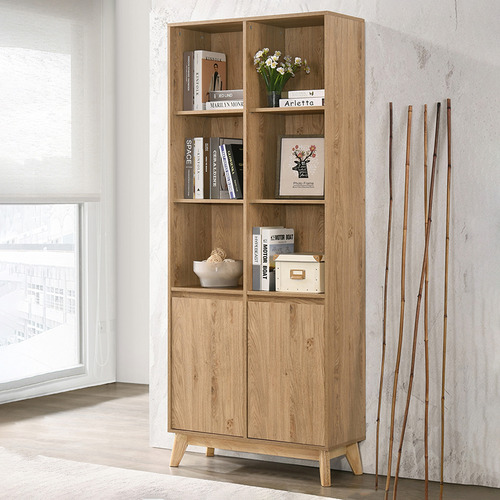 Six shelf timber home office bookcase