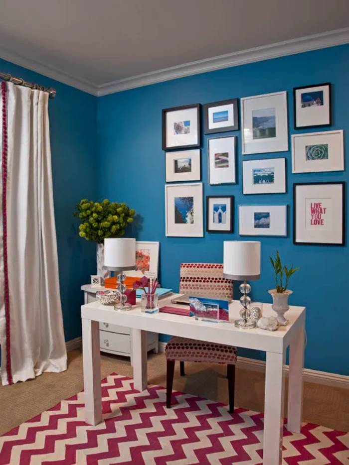 Bold blue home office