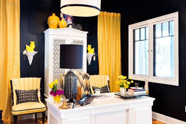 Yellow and black home office