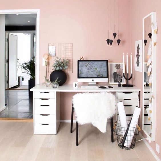 Pink home office