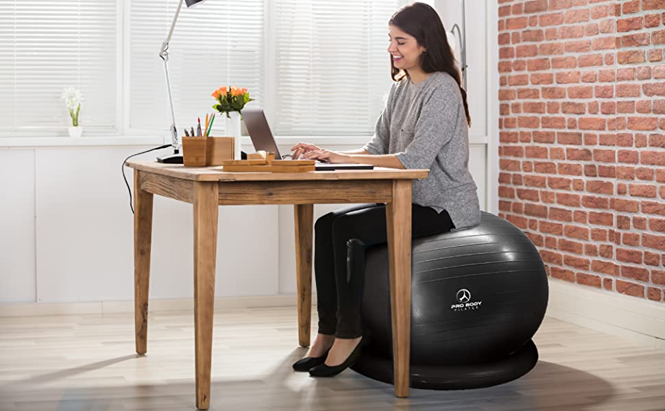 Exercise ball as office chair