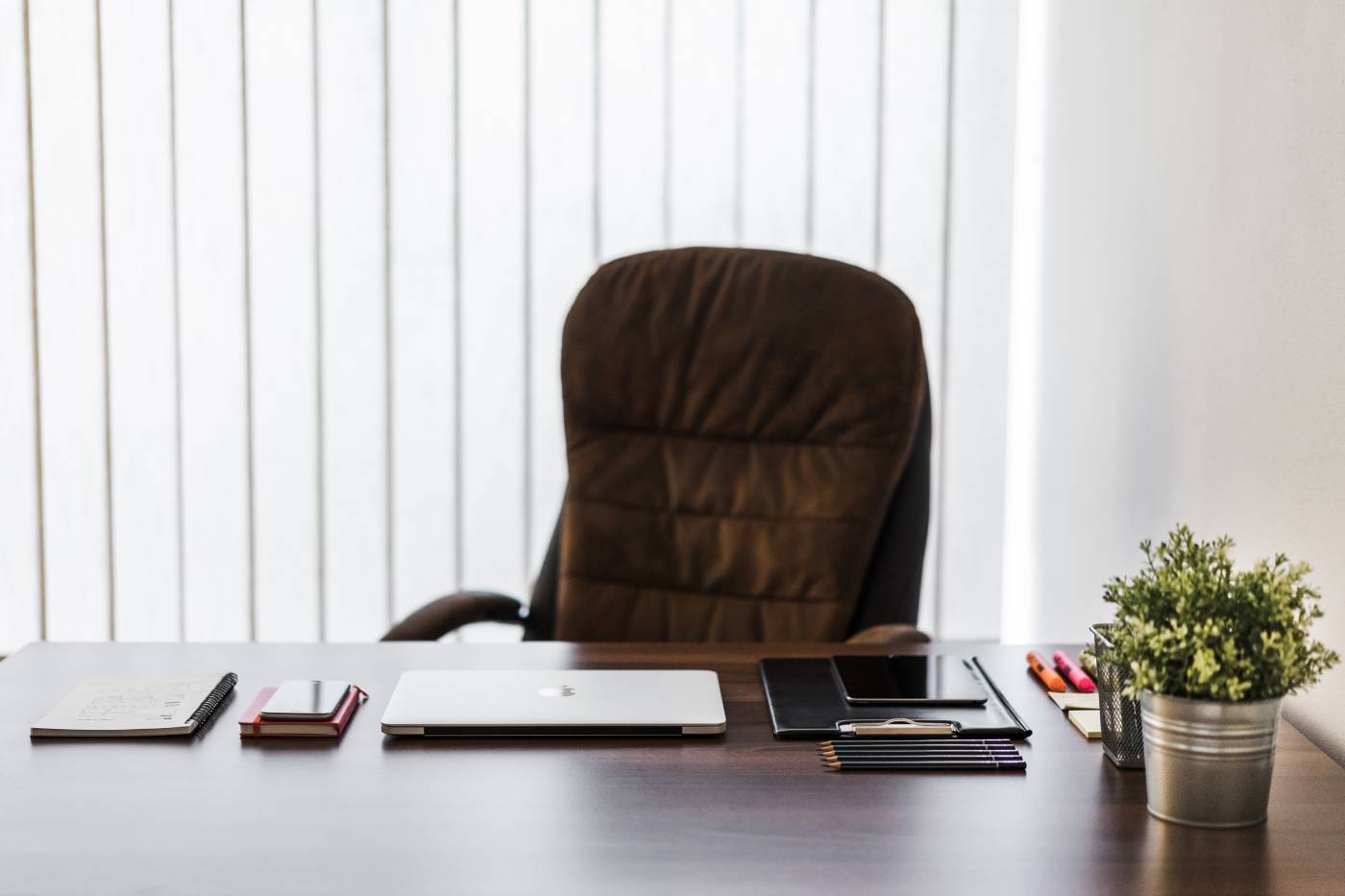 Minimalist home office workdesk setup