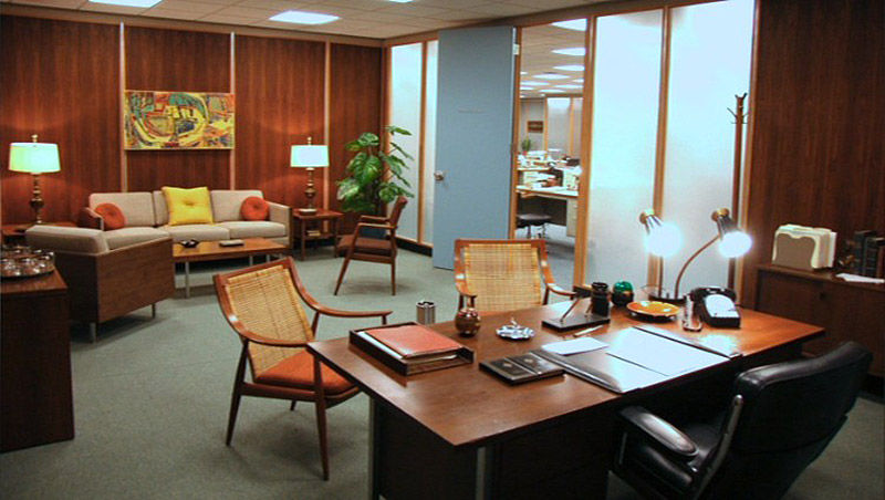 Mid-Century modern office in living room